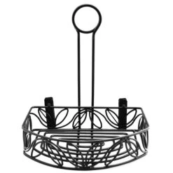 American Metalcraft CRL86 Blk Wrought Iron Semi-Round Condiment Caddy