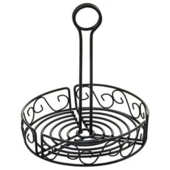 Winco® WBKH-7R Black 7-1/2" Dia. Wire Condiment Caddy